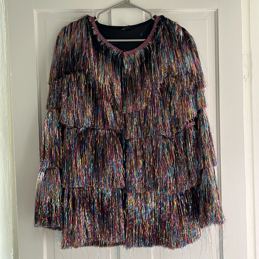 Nasty Gal multi colored fringe tassel jacket